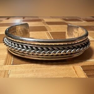 Native American Sterling Silver Navajo Handmade Cuff Bracelet Heavy 55.22 Grams